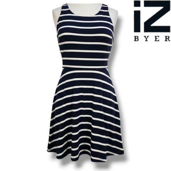 iZ Byer Women’s Navy & White Striped Fit & Flare Sleeveless Dress – Size XL - Picture 8 of 8